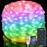 15M Lichterkette RGB Smart IC, 150LEDs Wasserdicht Lichtschlauch Led Strip USB Plug in, mit Timer, 99+ Modi, Sync Musik, Fernbedienung & App Steuerung, für Weihnachten, Schlafzimmer, Party, Hochzeit