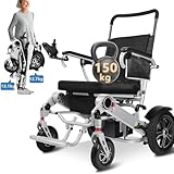 WEYRAL Elektrorollstuhl Faltbar, Teilbar Elektrorollstuhl, mit Led-licht und Schutzhülle, 51cm Sitzbreite Elektrischer Rollstuhl Faltbar, 2 * 10AH Elektrorollstuhlfür ältere und behinderte Menschen