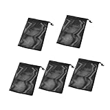 ibasenice 5 Stück Netztasche Golf Mesh-Aufbewahrungstaschen Mesh-Sporttasche Netzbeutel Tragbare Balltasche Behälter für Bälle mit Kordelzug Bälle Tragetasche Polyester Black