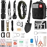 Notfall-Überlebens-Set, Erste-Hilfe-Set, 121-teilig, taktische Ausrüstung, Campingausrüstung, Notfallzubehör mit MOLLE-Tasche, Strumpffüller für Herren, Camping, Wandern, Jagd, Outdoor-Abenteuer