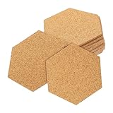 jojofuny 120 Stück Selbstklebende Korkplatten Sechseckig Zuschneidbar Schreibbar Hitzeschutz Tischuntersetzer DIY Dekoration Schalldämpfend Möbel Oberflächenschutz