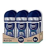 NIVEA MEN Fresh Ocean Deo Roll-On (6 x 50 ml), Deo ohne Aluminium (ACH) mit 48h Schutz vor Körpergeruch, erfrischender Duft Roll-On (Verpackung kann variieren)