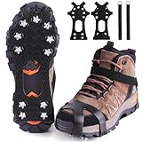 Rajvia Schuhspikes, Schuhkrallen, Steigeisen grödel für Bergschuhe, Spikes für Schuhe, Eisspikes Schneeketten Schuhe, mit 11 Edelstahl Zähne Spike für Schuhe Winter (M)