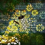 BBLTIFF Solar Giesskanne für Außen, Gießkanne Solar mit Wasserfall, Wasserdicht Außen Gießkannenlicht Lichter mit Schäferhaken, Gießkanne Lichterkette für Außen, Patio, Blumentopf und Rasen