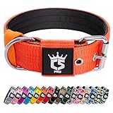 TSPRO Taktisches Hundehalsband, Robustes Halsband für Hunde mit Metallschnallenverschluss, 3,8 cm Breit, Verstellbar und Dick für Mittel bis Großgroße Hunde (Orange L)