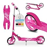 ArtSport Scooter Cityroller Big Wheel 205mm Räder klappbar & höhenverstellbar - Kinder-Roller ab 3 Jahre - Tretroller bis 100 kg - pink
