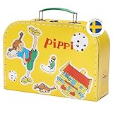 Pippi Langstrumpf Pippi Pappkoffer Gelb 25 cm – Kinderkoffer mit Illustrationen perfekt für Spiel und Abenteuer