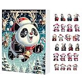 Lpoppcx Weihnachtsanhänger Adventskalender - 2D Acryl Niedlicher Panda Weihnachtsschmuck | 24 Tage Countdown Kalender 2025 Tier Anhänger Für Fenster Auto Innenspiegel Wand Tür Deko