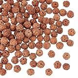 DICOSMETIC 150 Stück Rudraksha Perlen Meditations Gebetsperlen Runde Lose Energieperlen 5-6 mm Bodhi Perlen Naturholzperlen Für DIY Armband Schmuckherstellung