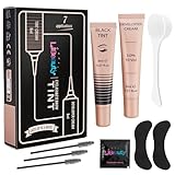 Libeauty Wimpernfarbe Schwarz, Augenbrauenfarbe mit Silikonwimpern Pads, Wimpern Färben Set, 2 in 1 Eyelash und Eyebrow Tint Kit, Der Salon-Effekt Hält 6 Wochen Lang An