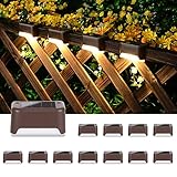 Solpex Solarleuchten für außen, 12 Stück Braun Solarleuchte Garten, Treppenlicht, wasserdicht, LED Beleuchtung für Außentreppe, Stufen, Zaun, Hof, Terrasse, Dachrinne, Weg, Dekoration, (Warmweiß)