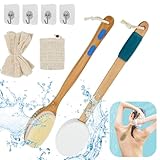 HEKOBAG 11 Stück Eincremehilfe für Rücken Ersatzpads Rückencremer Eincremehilfe Rückeneincremhilfe Rückenpflege Bürste Holz Rückenbürste mit Langem Stiel Duschbürste Rücken Badebürsten für Lotion