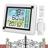 Thermometer für zu Hause - Digitales Funkthermometer Innen Außen - Feuchtigkeitssensor für den Außenbereich mit LCD-Display mit Hintergrundbeleuchtung für Terrasse, Garten, Keller, Haus Cipliko