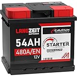 LANGZEIT Autobatterie 12V 54Ah ersetzt 44AH 45AH 46AH 50AH 52AH 53AH 55AH Starterbatterie KFZ PKW Batterie