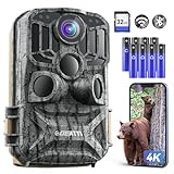 DEATTI Wildkamera mit Handyübertragung APP, 4K 48MP HD WLAN Bluetooth Wildkamera mit Bewegungsmelder Nachtsicht, 120 °Weitwinkel Wildtierkamera, IP66 Wasserdicht, 32GB SD Karte und 8*AA-Batterien