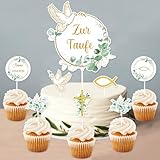 22 Stück Cake Topper Taufe, Taufe Tortendeko Taufetortenaufleger Taufe, Zur Taufe Cake Topper - für Taufe Deko Mädchen Junge