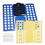 Relaxdays Faltbrett 2er Set, Wäschefaltbrett für knitterfreie Kleidung, Wäschefalter XXL, Kinder & Erwachsene, blau/gelb, M