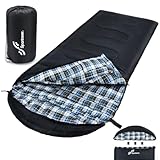 Sportneer Schlafsack Outdoor - Winterschlafsack Flanell 220 x 85 cm Schlafsack Winter mit Abnehmbarer Kapuze, Kompakt Deckenschlafsack 3-4 Jahreszeit Kaltes Wetter Outdoor Winter für Camping