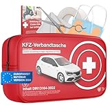 Verbandstasche KFZ mit Beatmungstücher - Verbandskasten Auto nach aktueller Norm 2024 - DIN13164:2022 - Erste Hilfe Set - Verbandskasten StVO konform