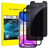 QUESPLE [2 Stück Panzerglas Sichtschutz für iPhone 11 6,1 Zoll, 2 Stück Anti-Spähen Screen Privatsphäre Schutzfolie, 9H Härte Gehärtetem Glas Displayschutzfolie