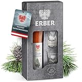 ERBER Tiroler Zirbener 30% vol. 0,5lt [+2 Schnapsgläser] Zirbenschnaps für Genießer Geschmack der Alpen Zirbenzapfen naturrein Geschenke für Männer Geschenke für Frauen Schnaps Likör Männergeschenke
