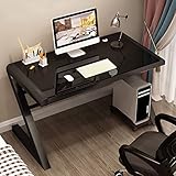 Computertisch aus gehärtetem Glas, moderner Z-förmiger Metallrahmen, ideal für Heimbüro, Arbeitszimmer und Gaming