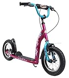 BIKESTAR Roller Kinderroller Tretroller Kickscooter mit Luftreifen für Mädchen ab 6-7 Jahre | 12 Zoll Sport Kinder Scooter | Berry & Türkis | Risikofrei Testen