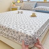 JIANINGHOME Jersey spannbettlaken 180x200 Spannbetttuch weiche Baumwolle mit Rundumgummizug