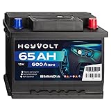 HeyVolt Autobatterie 12V 65Ah 600A/EN Starterbatterie, absolut wartungsfrei ersetzt 55Ah 56Ah 58Ah 60Ah 62Ah