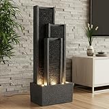 Gartenbrunnen BK903 Wasserwand 99 cm Standbrunnen Springbrunnen mit Beleuchtung Wasserfall Gartendeko Zimmerbrunnen