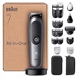 Braun All-in-One Series 7 Groomingset 18-in-1, ProBlade-Klinge, Nasenhaartrimmer, AutoSense-Technologie, Rasierer Herren Elektrisch, Body Rasierer, Barttrimmer, 120 Min Akku, AIO7585, Grau