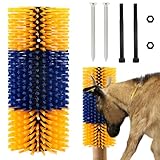 Mfsdai Kratzbürste Pferde Kühe Kuhbürste Set,Pferd Massagebürste Viehkratzbürste für Kühe, Pferde,Schafe,Schweine(Gelbe und Blau)