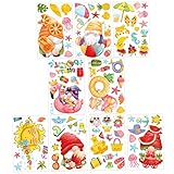 Uonlytech 9 Blätter Fensteraufkleber UV Fensterdekorationen Zwerge Fensterabziehbilder am Strand Hawaii Fenster Vogelaufkleber Cartoon Craft Belohnungsaufkleber PVC