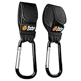 Baby Uma Kinderwagen Haken für Taschen (2er-Pack) - Universelles Kinderwagen Zubehör, Karabinerhaken Groß & Rutschfest, 5 kg Belastbarkeit pro Karabiner