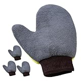 LOORGVEL 4 Stück Teiliges Auto waschhandschuh Weichem Mikrofaser schutzmaterial Kratzfrei rutschfest Vielseitig für Autopflege und Hausreinigung Schonende Lack Glasreinigung