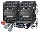 McGrey DJ Karaoke Komplettset PA Anlage Party-2000 (Lautsprecher, 2 x 600 Watt, Bluetooth-Endstufe, Verstärker, Lautsprecherkabel, Kopfhörer, Mikrofon, Klemme, Reduziergewinde, Etui, Mikrofonkabel)