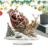 2D-Weihnachts-Schreibtisch-Dekor: Acryl-Rentier, Weihnachtsmann-Baum-Ständer, festliche Feiertags-Ornamente, saisonaler Tischakzent, Winter-Nachttisch-Skulptur, dekorative Studio-Regal-Figur