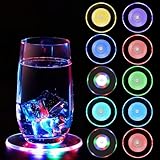QESSUVNC 8 Stück LED Untersetzer,Bunt LED Untersetzer mit 7 Lichtmodi, Wasserdichtes Leuchtuntersetzer für Hochzeiten Bar Geburtstage Leuchtende Untersetzer Gläser Party