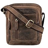 STILORD 'Jamie' Herren Ledertasche - Perfekt für Reisen & Alltag - Kleine Vintage Messenger Bag für 9.7 Zoll iPad - Moderne Schultertasche für Männer Echtleder, Farbe:calais - braun