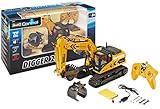 Revell Control 24924 RC Raupenbagger Digger 2.0, Kettenantrieb, wechselbare Schaufel und Baumgreifer, Outdoor-tauglich, Akku Ferngesteuerter Bagger, 2.4 GHz, gelb