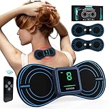 Maxee EMS Mini Massagegerät, Electrapy Massager mit Wireless Fernbedienung, 8 Modi 19 Stufen Elektrische Massagegeräte, Schulter Nacken Massage, Zervixmassage, 2 Massage Pad, Muskelschmerzen Lindern