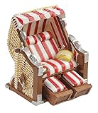 Hobbyfun Strandkorb rot-Weiss 7 cm Figur Deko Urlaub Ferien Ostsee