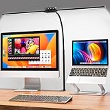 EppieBasic 24W Doppelkopf Schreibtischlampe LED Dimmbar, 80cm Groß Schreibtischlampe Klemmbar mit Touch, Augenschutz Schwanenhals Büro Tischlampe, Monitor Lampe, Arbeitsplatzleuchte, Timer - Schwarz