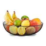 Zeller 27382 Obstkorb, Metall, Schwarz, ca. Ø 28 x8 cm, schwarze Schale für Obst, Gemüse, Brot, Obstschale, Geschenkkorb, moderne Küche