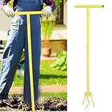 JOROBURO Twist Tiller, Gartenkrallenwerkzeug, Manueller Handgrubber, Langer Griff, Gelber Edelstahl-Tiller, Rasenbelüfter, Soli-Losser für Gartenbeet und Pflanzenkasten