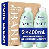 Head & Shoulders Bare, Pure Clean, Anti-Schuppen Shampoo (2x 400 ml), ohne Sulfate, Parabene und Silikone, , Damen und Männer, gegen juckende Kopfhaut, fettiges Haar, Frischegefühl