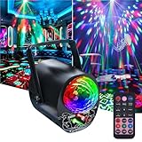 3 in 1 Discolicht Partylicht mit Fernbedienung, Musikgesteuert Disco Licht mit Stroboskop, Sprachsteuert LED DJ Party Lampe Discokugel mit 2M USB Kabel für Halloween Weihnachten Klub Party Feiertage