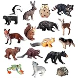 LANSKYLAN 16 Stück Tierfiguren Wald Spielfiguren Tiere Set Mini Figuren Waldtiere Spielzeug Waldtierfiguren Waldtiere Figuren Miniatur Tiere Figuren Set für Kinder Weihnachten, Wald Kuchen Topper