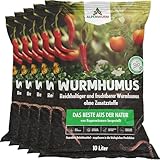Alpenwurm Wurmhumus 50L | Wurmkompost pur | organischer Dünger | Bio Dünger (5x 10 Liter)