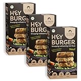 HEYBURGER Veganer Protein Gemüse Burger - 100% Natürliche Zutaten, Vegane Fleischalternative für 6 Burger - Hoher Proteingehalt, Bio, Keine Zusatzstoffe, Lecker, Einfach und Schnell, 3x210g